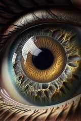 Stunning Green Eye: Macro Photography Reveals Incredible Details. Generative AI