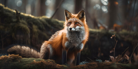 Elegant Fox in the Forest: Beautiful Wildlife Photography. Generative AI