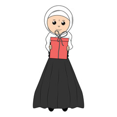 cute girl hijab cartoon illustration