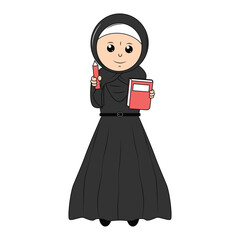 cute girl hijab cartoon illustration