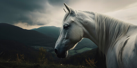 Stunning Horse in the Lush Nature: Beautiful Wildlife Photography. Generative AI
