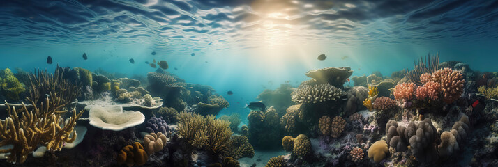 Fototapeta na wymiar Majestic Coral Reef: Beautiful Photography of Underwater Wonders. Generative AI