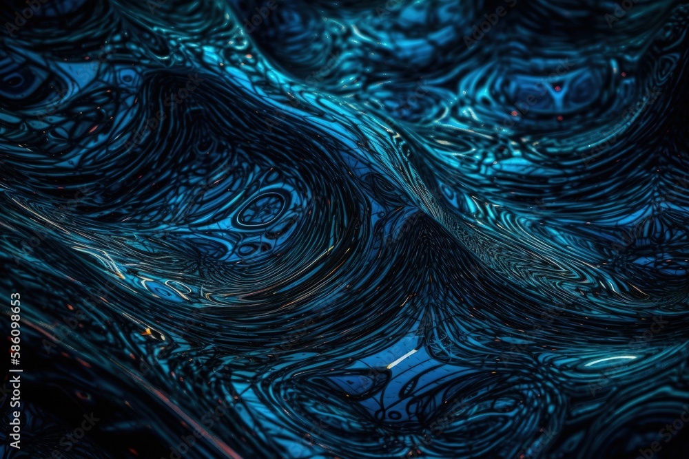 Aufkleber close-up view of a translucent blue glass surface created with generative ai technology