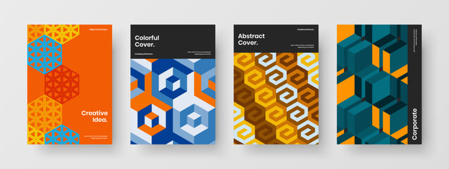 Obraz premium Premium handbill vector design concept composition. Minimalistic mosaic hexagons company identity template set.