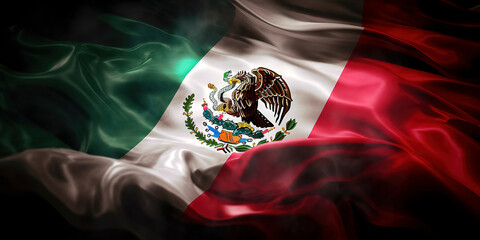 The Mexican flag proudly displaying its vibrant colors. Generative AI