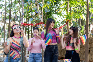 LGBTQIA Asian gay Supporters of the LGBTQ community. people having fun at LGBT pride parade. Gender Spectrum
