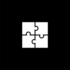 Sociology puzzles icon for web design isolated on black  background