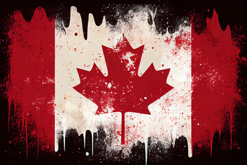 Canada grunge old flag, isolated on white background, vector illustration. Generative Ai