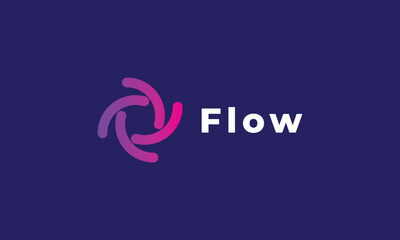 Logo vector minimalist design flow concept purple color art line style
