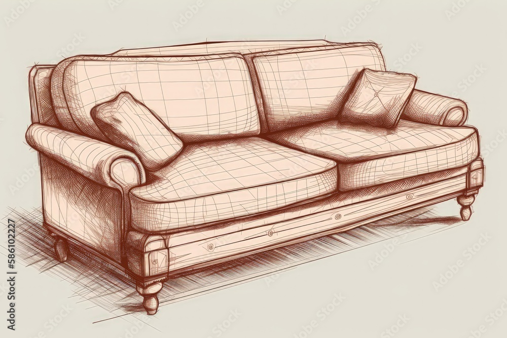 Poster cozy couch with colorful pillows on it created with Generative AI technology