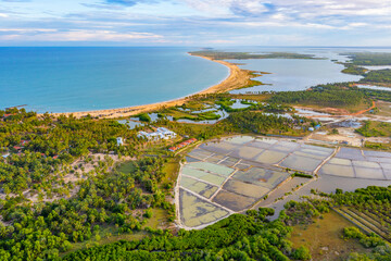 Aerial view of Kalpitiya beach and lagoon in Sri Lanka