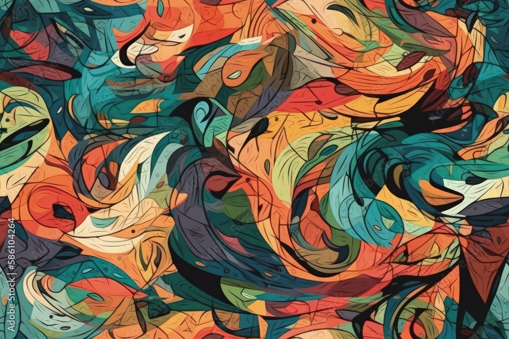 Poster vibrant and colorful pattern featuring a variety of hues and shapes created with generative ai techn