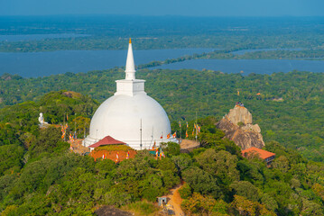 Aerial view of Mihintale buddhist site in Sri Lanka