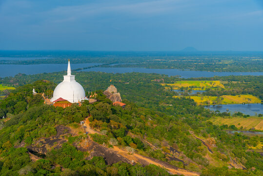 Aerial view of Mihintale buddhist site in Sri Lanka