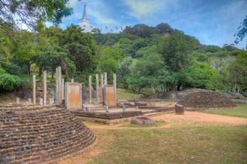Stone slab inscription at Mihintale buddhist site in Sri Lanka