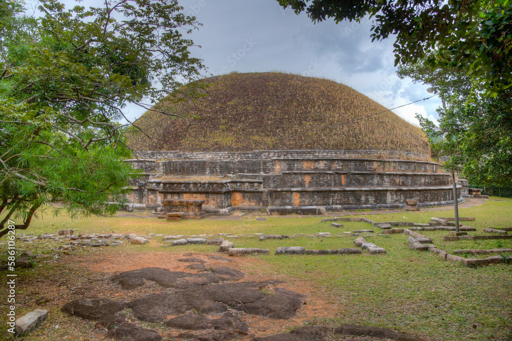 Sticker Kantaka Cetiya stupa at Mihintale buddhist site in Sri Lanka