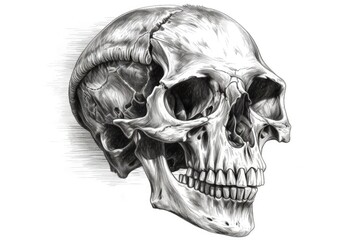 Obraz premium detailed human skull drawing with shading and intricate details created with Generative AI technology