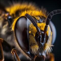 Wild Honey Bee Eye Macro Photograph