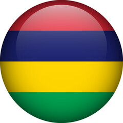 Mauritius flag button. Round flag of Mauritius. Vector flag, symbol. Colors and proportion correctly.
