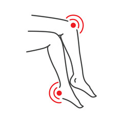 Leg pain icon, ankle pain, bone health problem line vector illustration on white background.