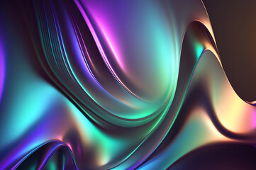 Design visual for background wallpaper banner poster or cover. Fluid organic wave with glass colorful gradient material, made by Ai