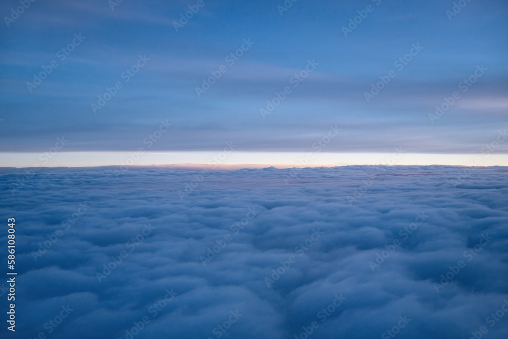 Poster Sky above the clouds background with copy space
