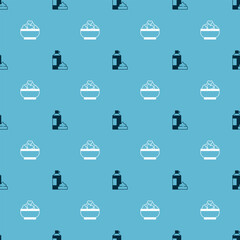 Set Whipped cream in bottle and Cottage cheese on seamless pattern. Vector