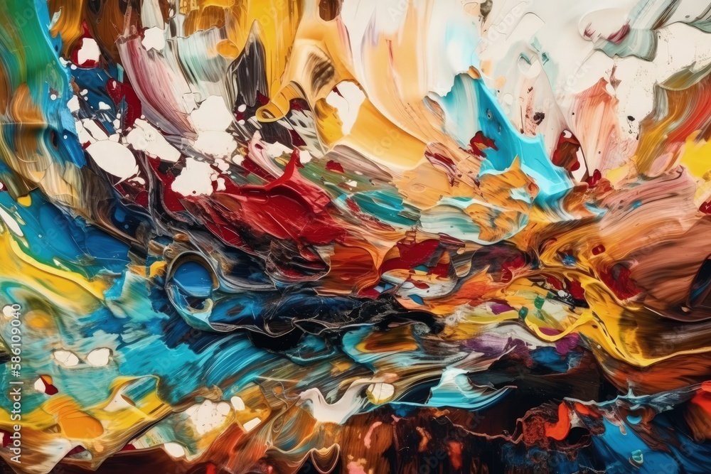 Poster vibrant and colorful abstract painting created with generative ai technology
