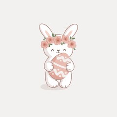 Obraz na płótnie Canvas Cute easter bunny kawaii illustration