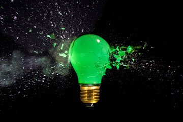 explosion of a green bulb