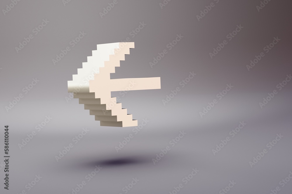 Leinwandbilder Beautiful illustration Pixel Arrow Left symbol icons on a bright pink  background. 3d rendering illustration. Background pattern for design..