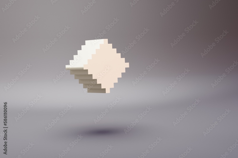 Leinwandbilder beautiful illustration pixel diamonds symbol icons on a bright pink background. 3d rendering illustr
