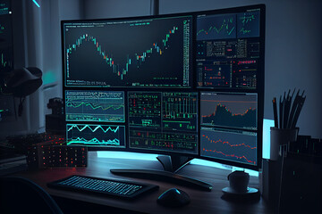 Fototapeta premium Large modern computer programmer. AI Generated