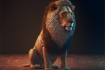Portrait of a lion created with generative AI technology