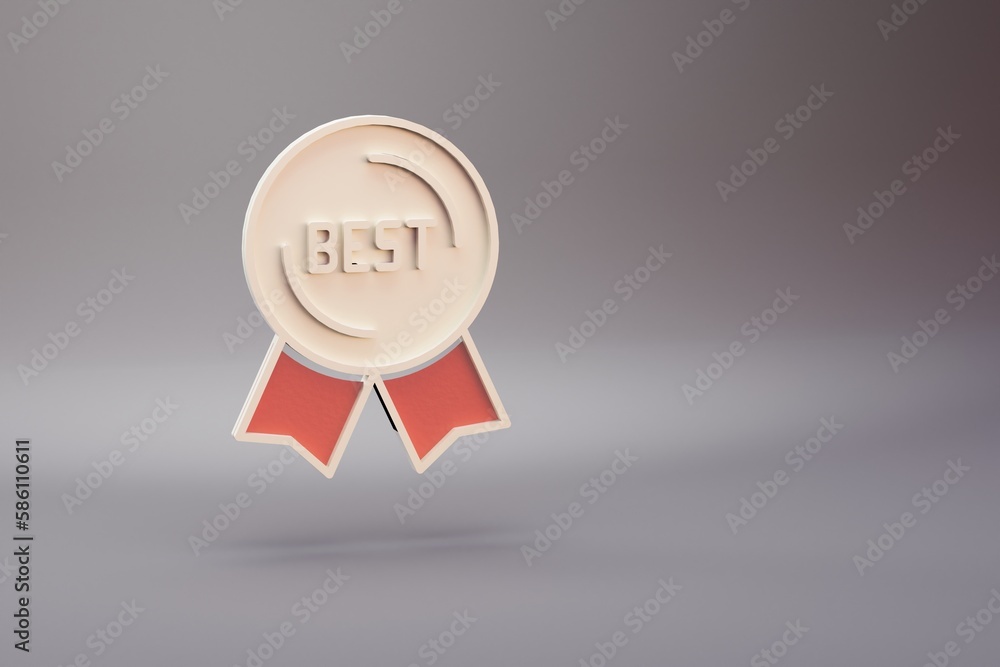 Aufkleber beautiful illustration golden best badge symbol icons on a bright pink background. 3d rendering illu