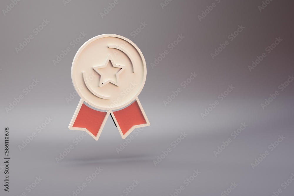Aufkleber beautiful illustration golden star badge symbol icons on a bright pink background. 3d rendering illu