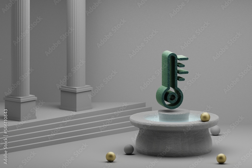 Leinwandbilder beautiful abstract illustrations thermometer symbol icon on a fountain and column background. 3d ren