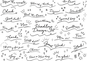 Handdraw headline design set 手書きの見出しデザインセット