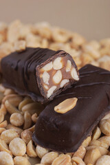 Chocolate bar with peanuts and peanuts