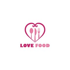 Love Food Logo designs concept isolated on white background