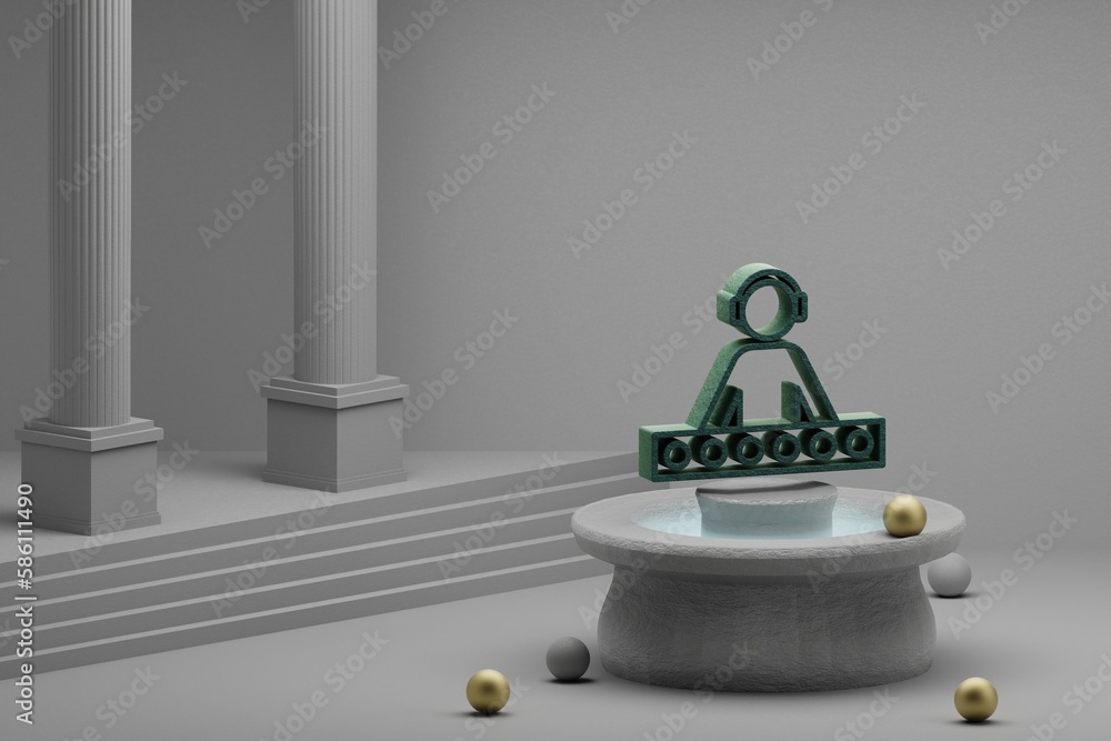 Aufkleber beautiful abstract illustrations musical dj with headphones symbol icon on a fountain and column bac
