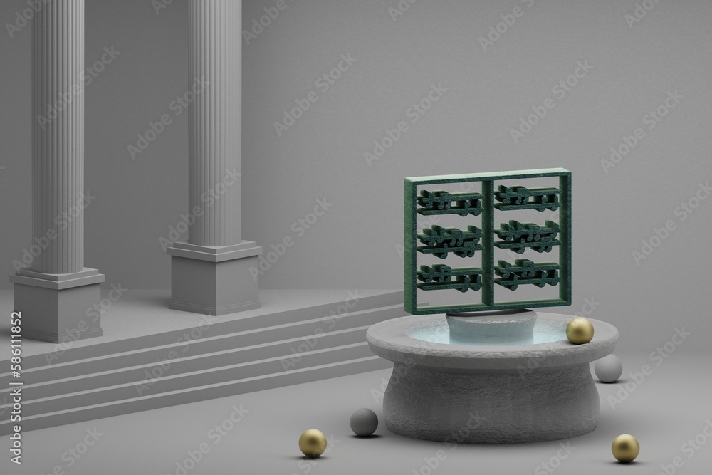 Poster beautiful abstract illustrations musical classical music symbol icon on a fountain and column backgr