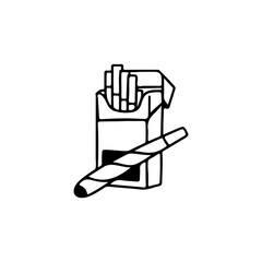 vector doodle illustration of a pack of cigarettes