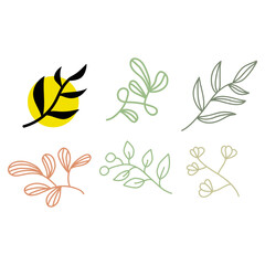 hand drawn doodle floral elements. vector graphic botanical elements