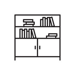 Furniture bookcase line icon on white. Editable stroke