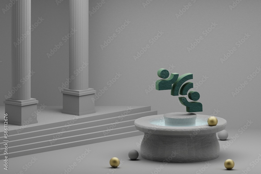 Leinwandbilder beautiful abstract illustrations green connect without contact symbol icon on a fountain and column 