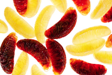 Bunch of translucent slices of lemon and blood orange