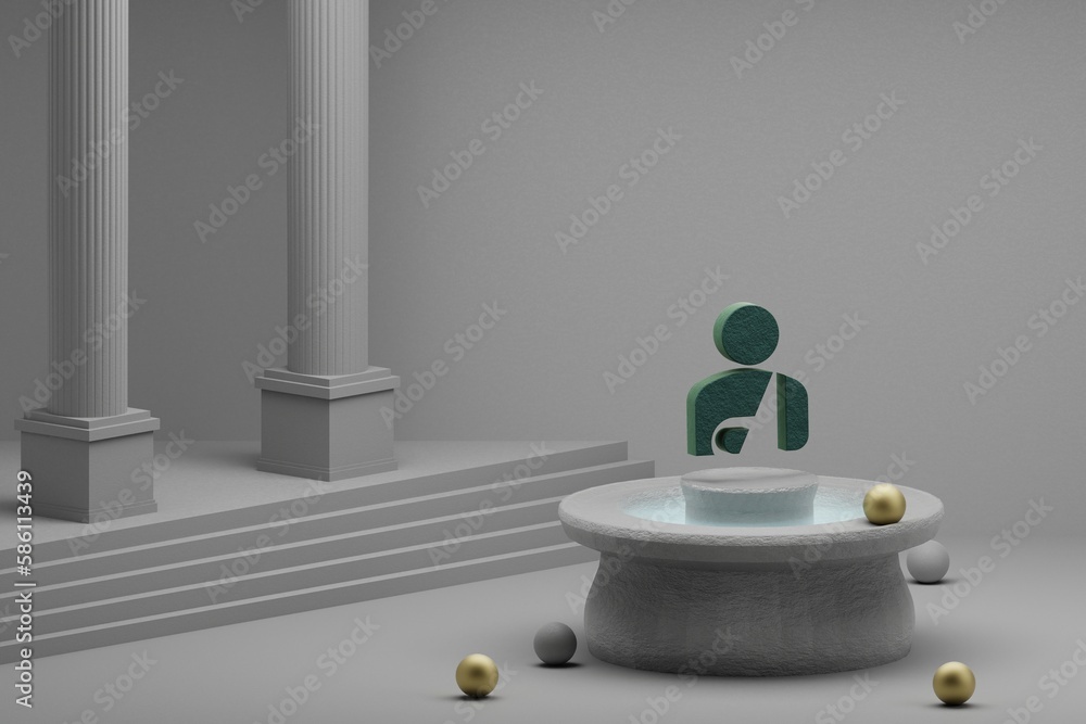 Poster beautiful abstract illustrations green personal injury symbol icon on a fountain and column backgrou
