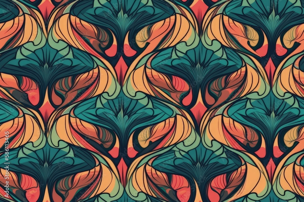 Poster vibrant and colorful pattern with a variety of hues and tones created with generative ai technology