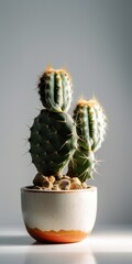 Desert Delight: Isolated Cactus in a Pot on a neutral background. Gen AI
